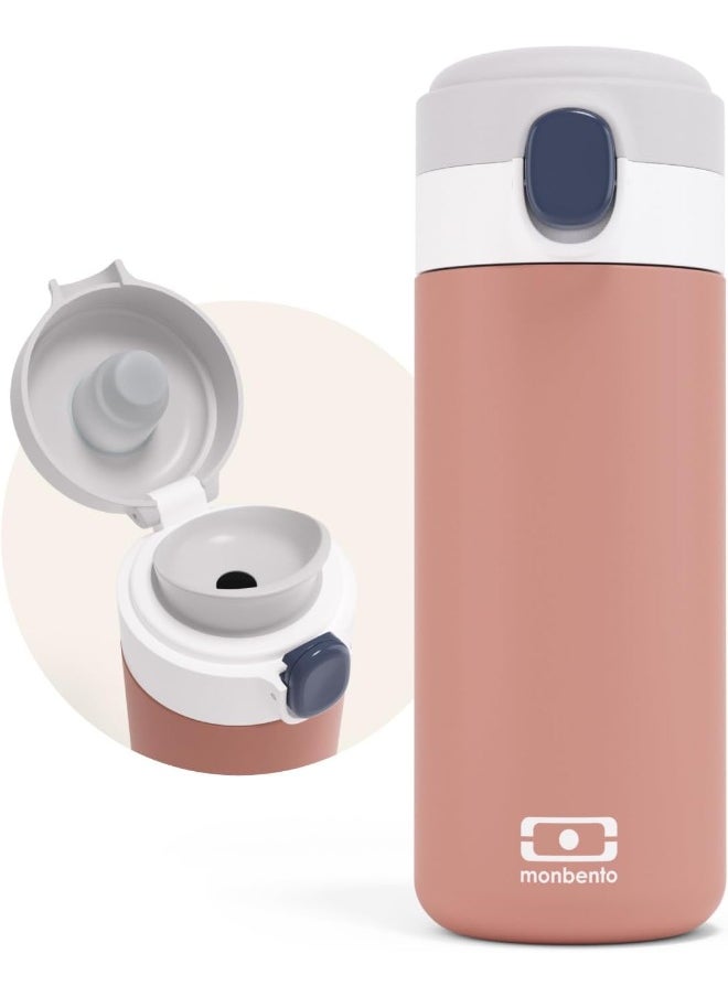MONBENTO - MB Pop Insulated Water Bottle Mocha Pink - 360 ml - Keeps Hot/Cold for up to 12h - Small Airtight Water Bottle for Children School/Park and/or Adult to Slip into a Handbag - pink