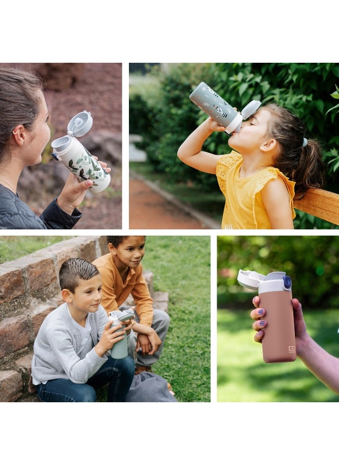 MONBENTO - MB Pop Insulated Water Bottle Mocha Pink - 360 ml - Keeps Hot/Cold for up to 12h - Small Airtight Water Bottle for Children School/Park and/or Adult to Slip into a Handbag - pink