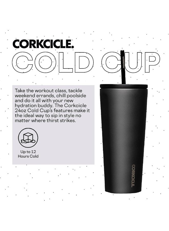 Corkcicle Tumbler With Straw and Lid, Reusable Water Bottle, Triple Insulated Stainless Steel Travel Mug, BPA Free, Keeps Beverages Cold for 12 Hours and Hot for 5 Hours, Ceramic Slate, 24 oz