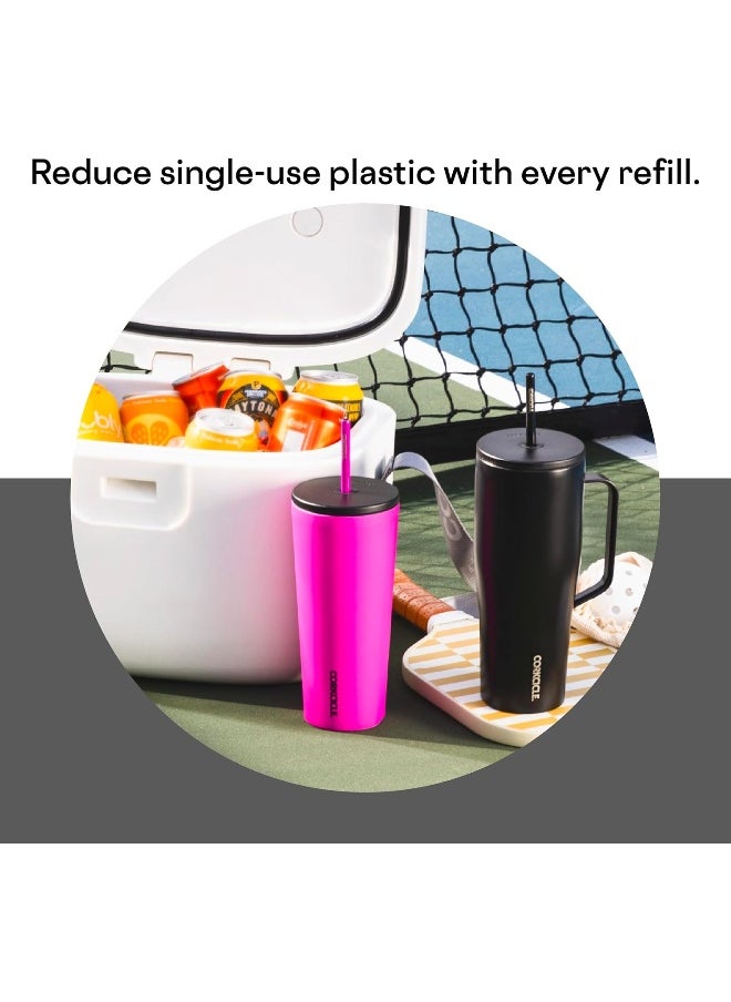 Corkcicle Tumbler With Straw and Lid, Reusable Water Bottle, Triple Insulated Stainless Steel Travel Mug, BPA Free, Keeps Beverages Cold for 12 Hours and Hot for 5 Hours, Ceramic Slate, 24 oz
