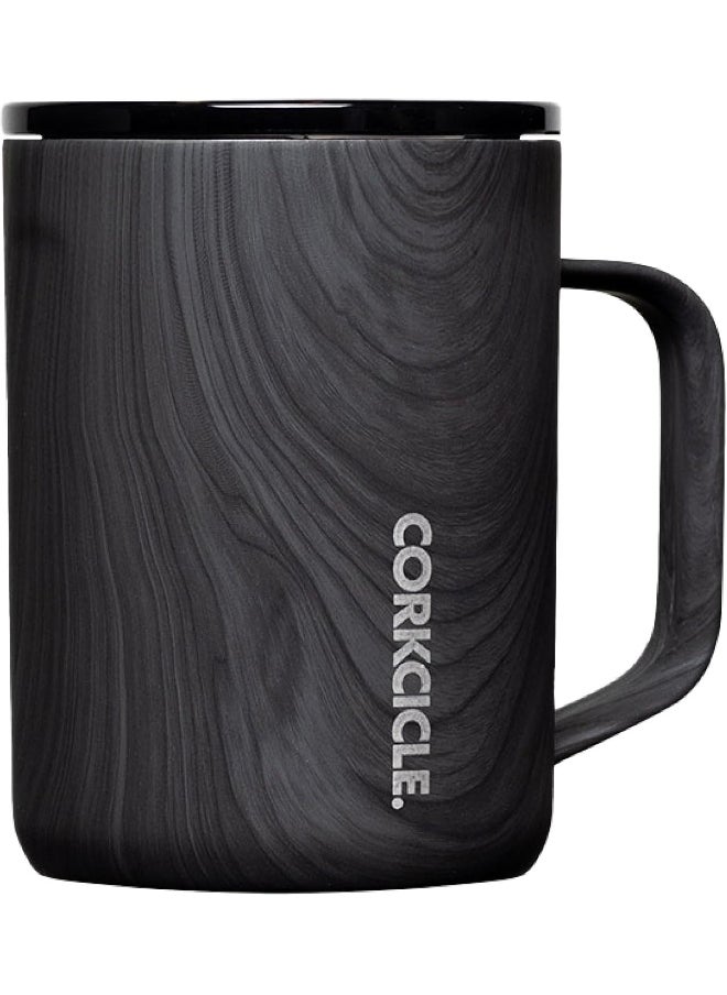 Corkcicle Triple Insulated Coffee Mug with Lid and Handle, Burnt Wood, 16 oz – Stainless Steel Travel Mug Keeps Beverages Hot for 3+ Hours – Non-Slip, Easy-Grip, Spill-Resistant Tumbler