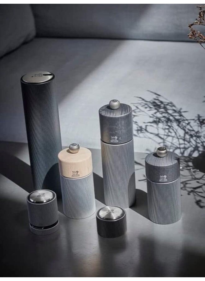 Peugeot Line Salt Mill 12cm Dark Carbone. Wood & Aluminum Body. Mechanism with . Made in France.