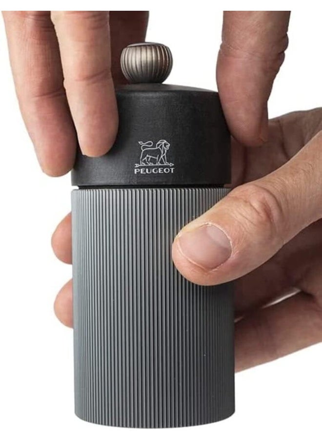 Peugeot Line Salt Mill 12cm Dark Carbone. Wood & Aluminum Body. Mechanism with . Made in France.