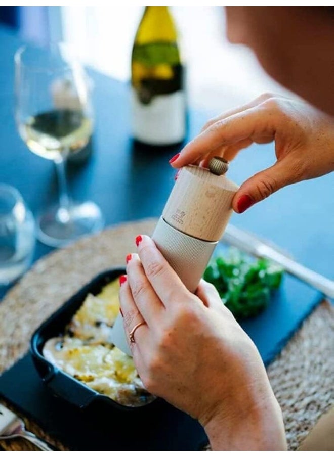 Peugeot Line Salt Mill 12cm Dark Carbone. Wood & Aluminum Body. Mechanism with . Made in France.