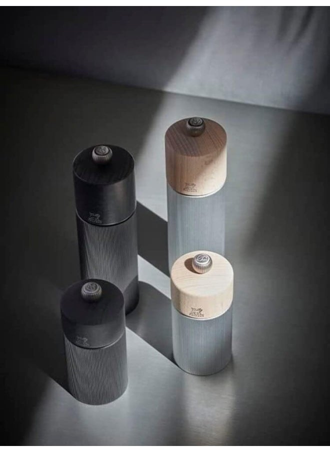 Peugeot Line Salt Mill 12cm Dark Carbone. Wood & Aluminum Body. Mechanism with . Made in France.