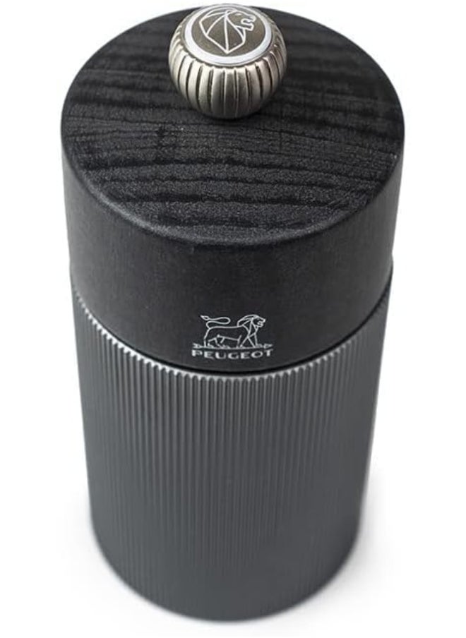 Peugeot Line Salt Mill 12cm Dark Carbone. Wood & Aluminum Body. Mechanism with . Made in France.