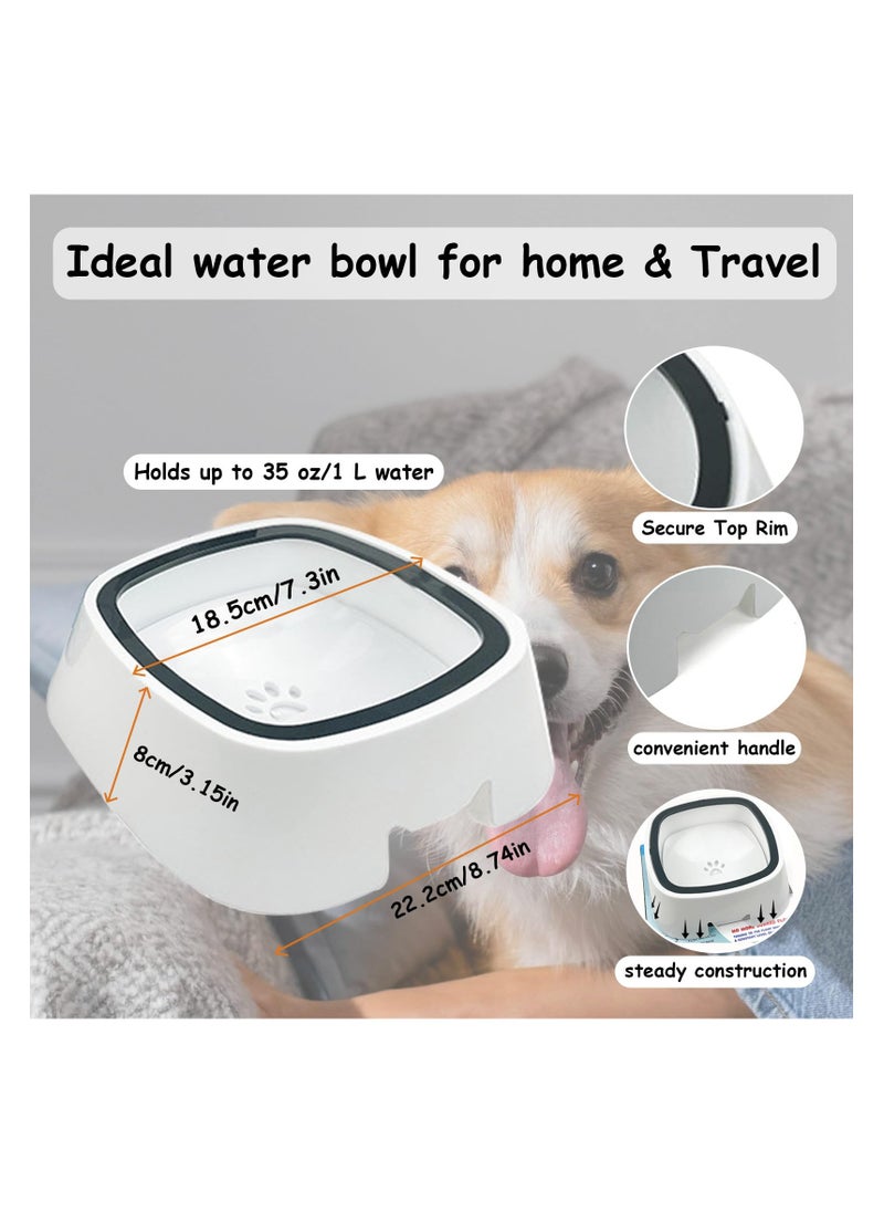 Dog Water Bowl, 35oz/1L No Spill Dog Bowl, Non-Slip Slow Water Feeder Pet Water Dispenser, No Tip Pet Bowl, No Splash Drinking Bowl for Dogs and Cats Travel Vehicle Carried