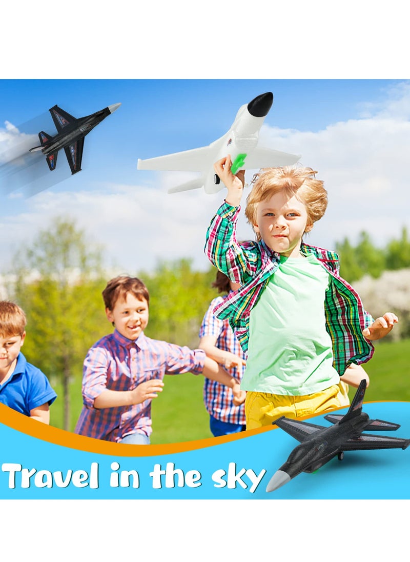 2 Pack Airplane Launcher Toys, 2 Flight Modes LED Foam Glider Catapult Plane, Outdoor Flying Toy for Kids, Birthday Gifts for Boy Girl 4 5 6 7 8 9 10 11 12 Year Old, B-Day Party Supplies