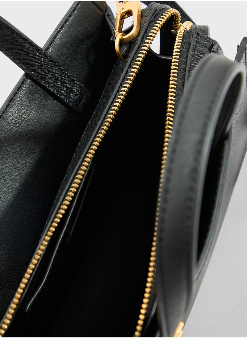 Avril Logo Top Handle Zip Through Satchels