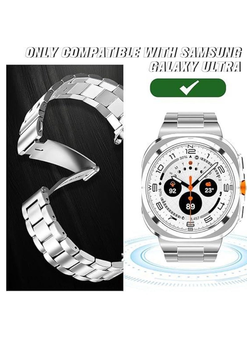Stainless Steel Band Compatible for Samsung Galaxy Watch Ultra 47mm (2024), No Gap Business Metal Strap for Galaxy Watch 7 Ultra 47mm, Premium Watch Band for Men and Women – Durable, Stylish, Adjustable