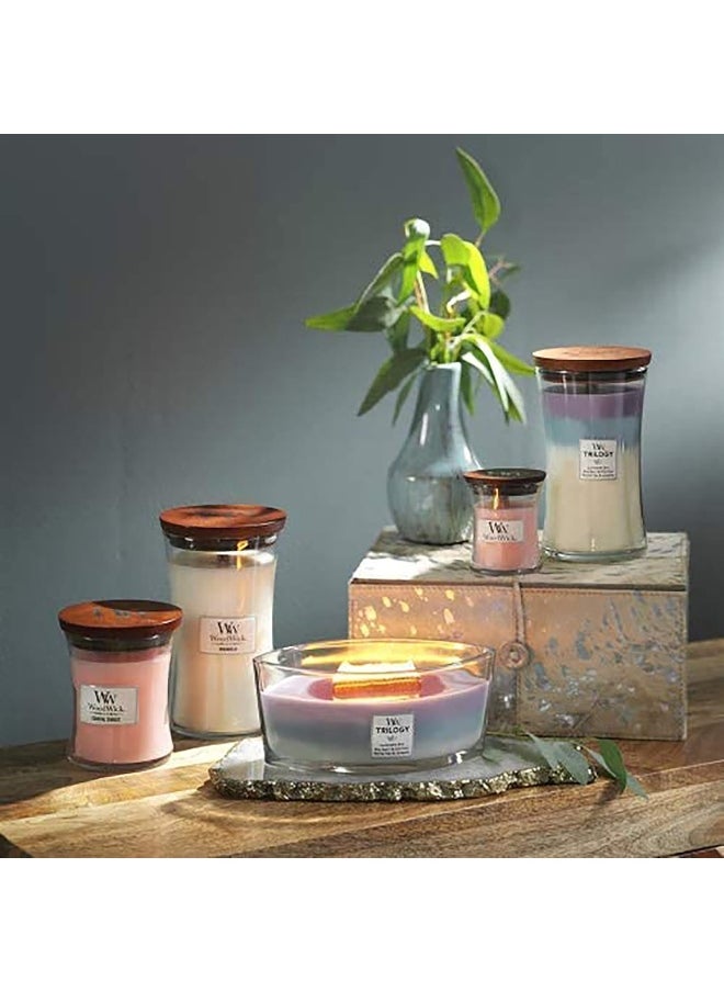 Woodwick Large Hourglass Trilogy Scented Candle | Calming Retreat | with ling Wick | Burn Time: Up to 130 Hours Glass, Calming Retreat