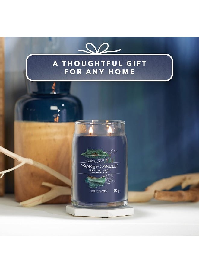 Yankee Candle Signature Scented Candle | Lakefront Lodge Large Jar Candle with Double Wicks | Soy Wax Blend Long Burning Candle | Perfect Gifts for Women