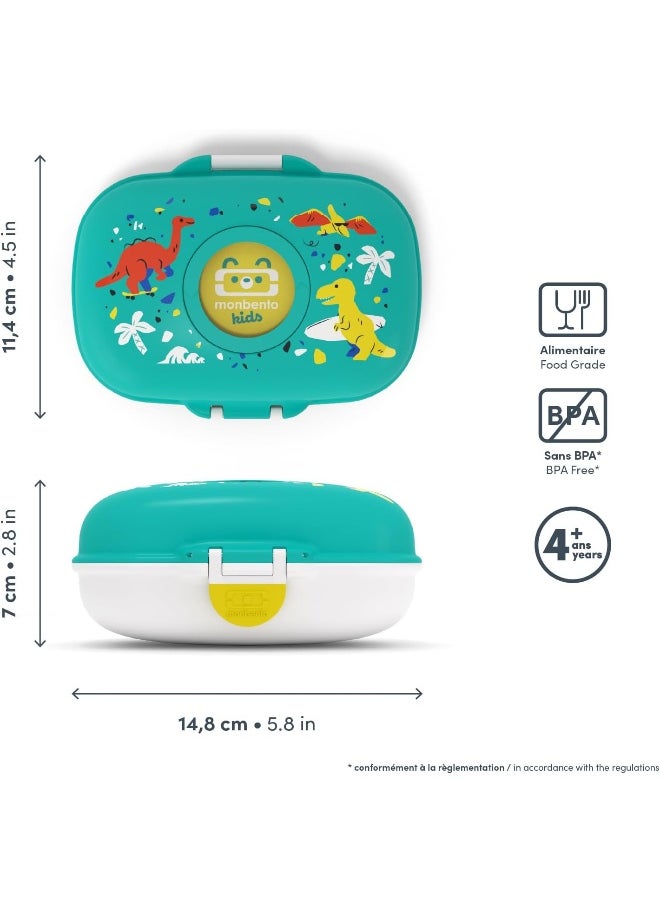 monbento - Children's snack box MB Gram blue Dino - BPA-free snack box ideal for school, picnic, holidays, hiking - Dinosaur snack box for boys and girls - Customisable and durable