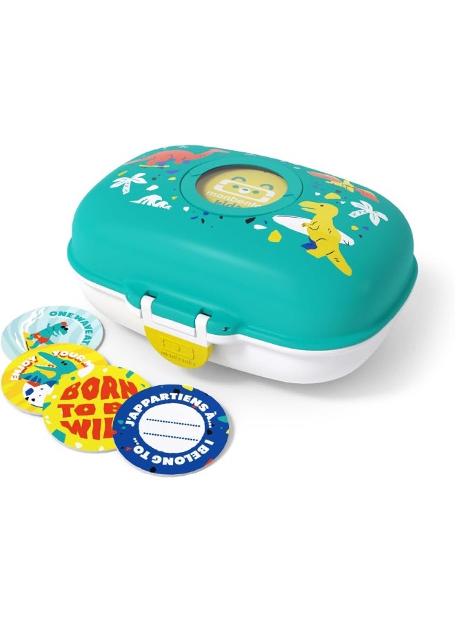 monbento - Children's snack box MB Gram blue Dino - BPA-free snack box ideal for school, picnic, holidays, hiking - Dinosaur snack box for boys and girls - Customisable and durable