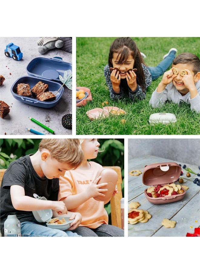 monbento - Children's snack box MB Gram blue Dino - BPA-free snack box ideal for school, picnic, holidays, hiking - Dinosaur snack box for boys and girls - Customisable and durable