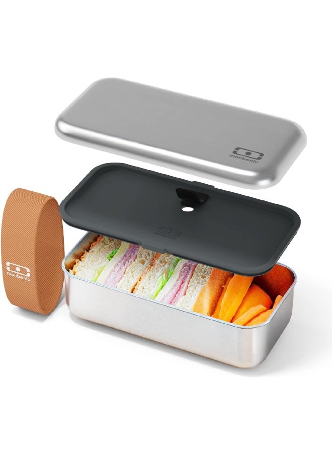 monbento - Bento Stainless Steel MB Sense Canyon - Metal Lunch Box for Work/School/Meal Prep with Leak Proof Lid - Ovenproof and Microwavable - Dishwasher/Freezer Safe - BPA Free - Food Safe - Grey