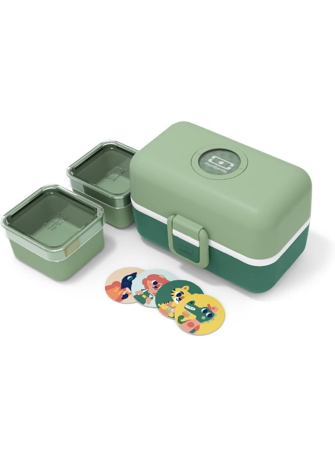 monbento - Kids Lunch Box MB Tresor Green Forest - Cute Bento Box with 3 Compartments - Ideal for Lunches or Snacks at School/Park - BPA Free - Food Grade Safe - Green
