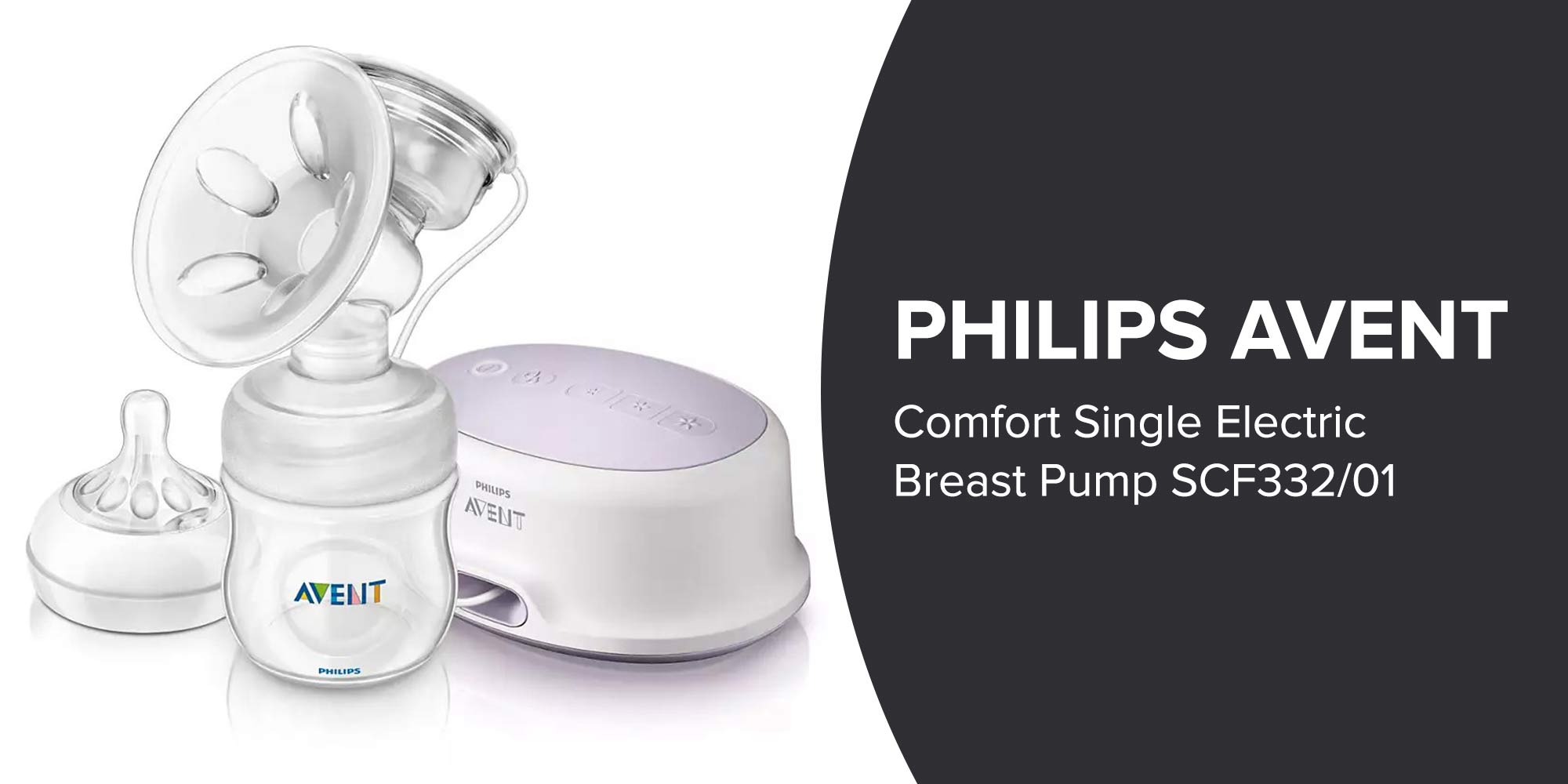 Compact And Lightweight Comfort Single Electric Breast Pump Set - White/Clear