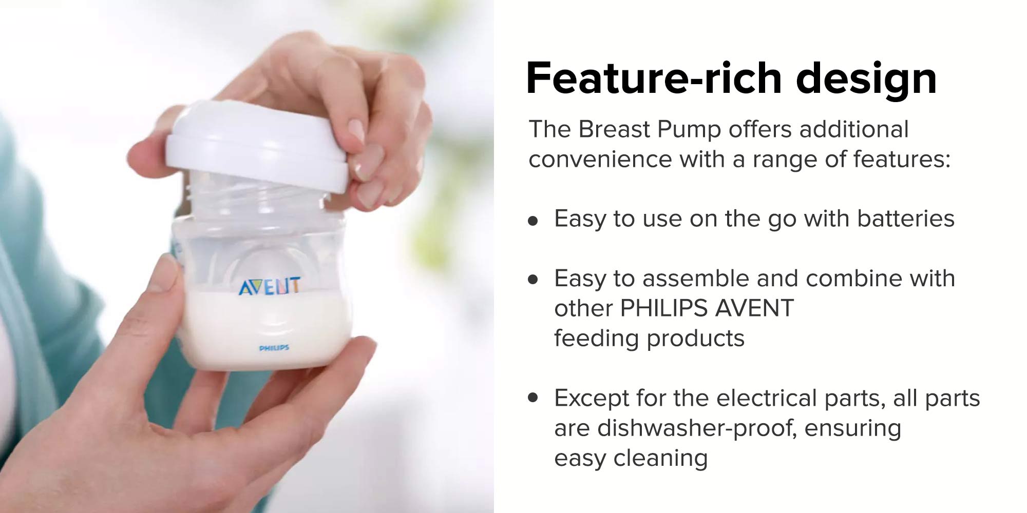 Compact And Lightweight Comfort Single Electric Breast Pump Set - White/Clear