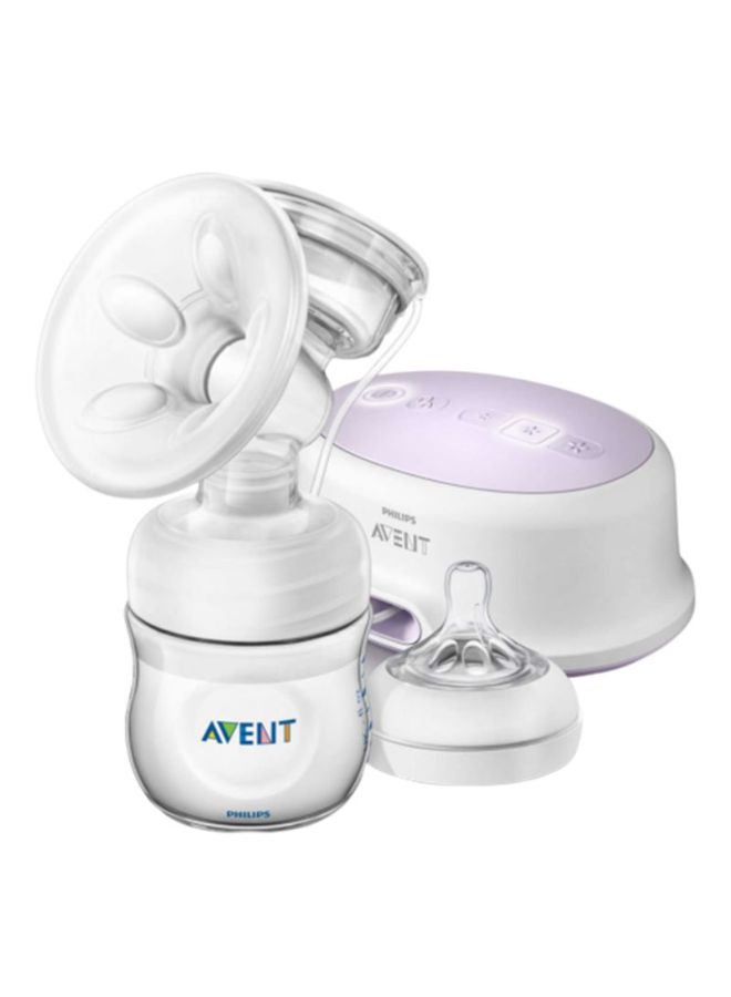 Compact And Lightweight Comfort Single Electric Breast Pump Set - White/Clear