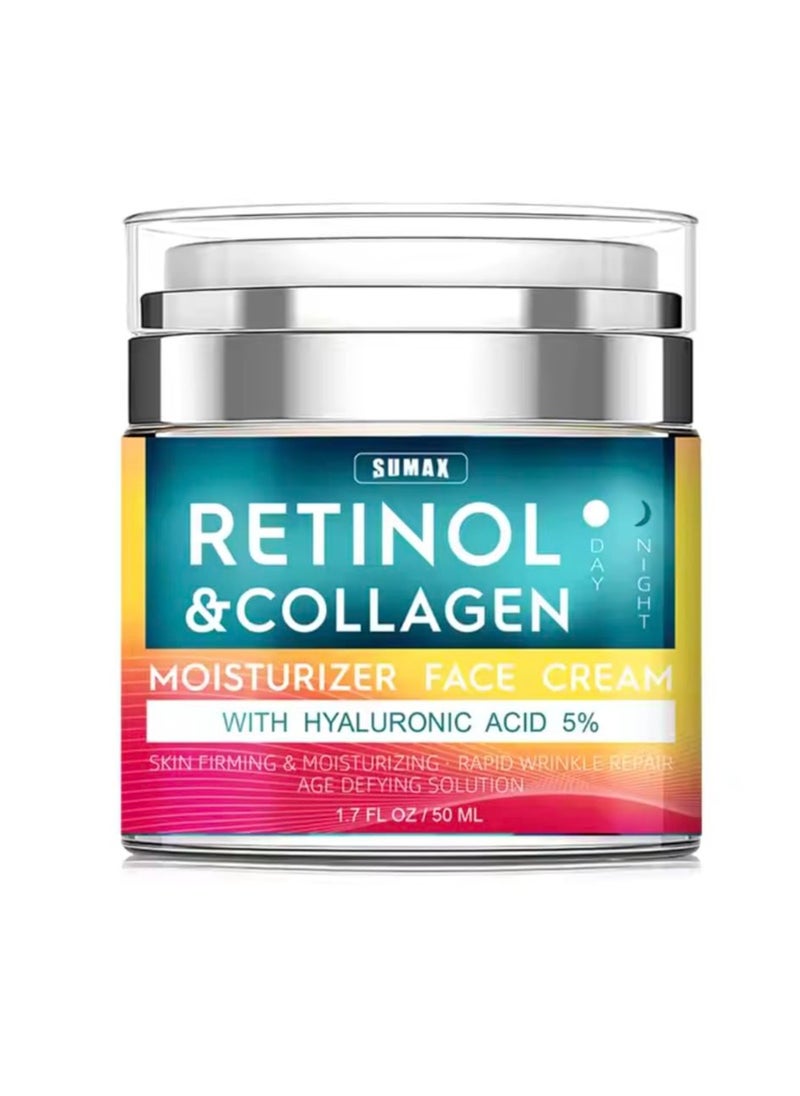 Retinol and Collagen Face Cream, 5% Hyaluronic Acid, Day and Night Moisturizer, 1.7 fl oz