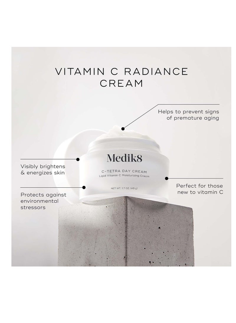 Medik8 C-Tetra Day Cream - Lipid Vitamin C Face Cream - Hydrates, Smoothens and Brightens - Luminous and Lightweight Face Moisturizer - 1.7 oz