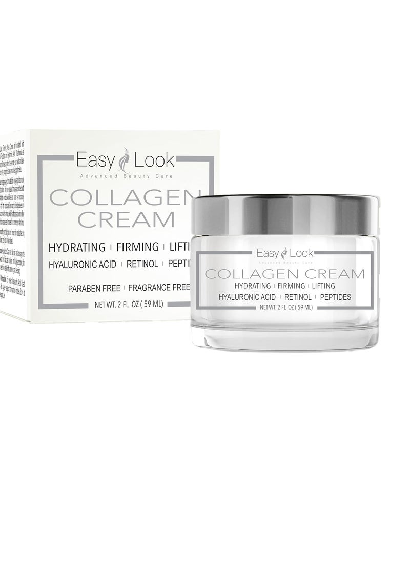 Collagen Cream - Anti Aging Face Moisturizer - Wrinkle Cream for Women and Men with Retinol, Peptides and Hyaluronic Acid - Day and Night - Best Facial Moisturizer - Neck & Décolleté