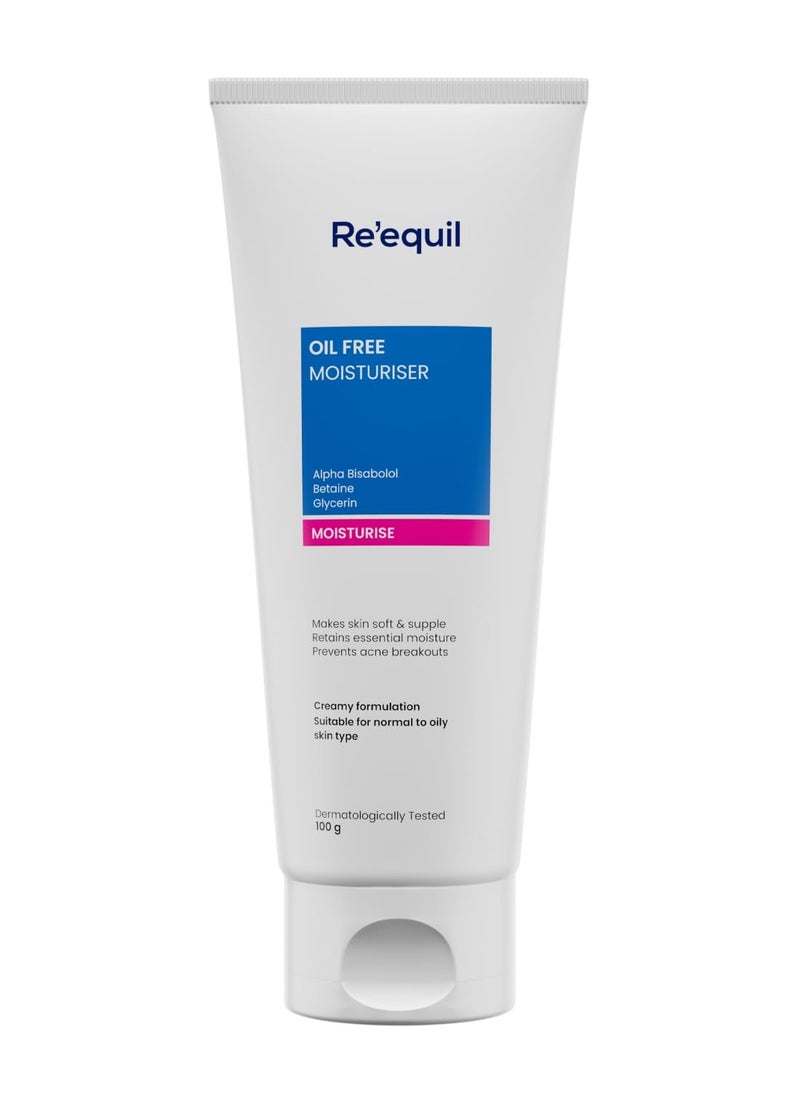 RE' EQUIL Oil Free Moisturiser Lightweight Moisturizer For Face Retains Essential Moisture Prevents Acne Breakouts Suitable For Normal, Oily Combination Skin 100G