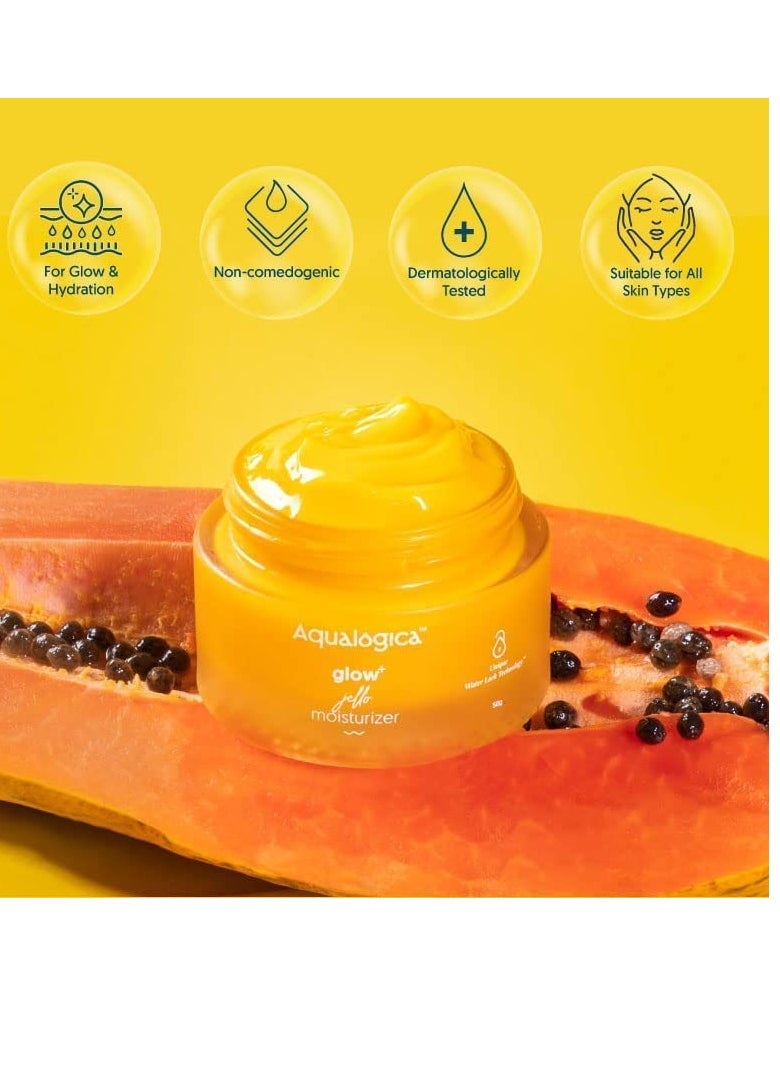 Glow+ Jello Face Moisturiser | Oil-Free Gel-Based Formula | Infused with Vitamin C & Papaya for Illuminating Moisturization | Gives Hydrated & Nourished Skin | 1.76 Oz/50g