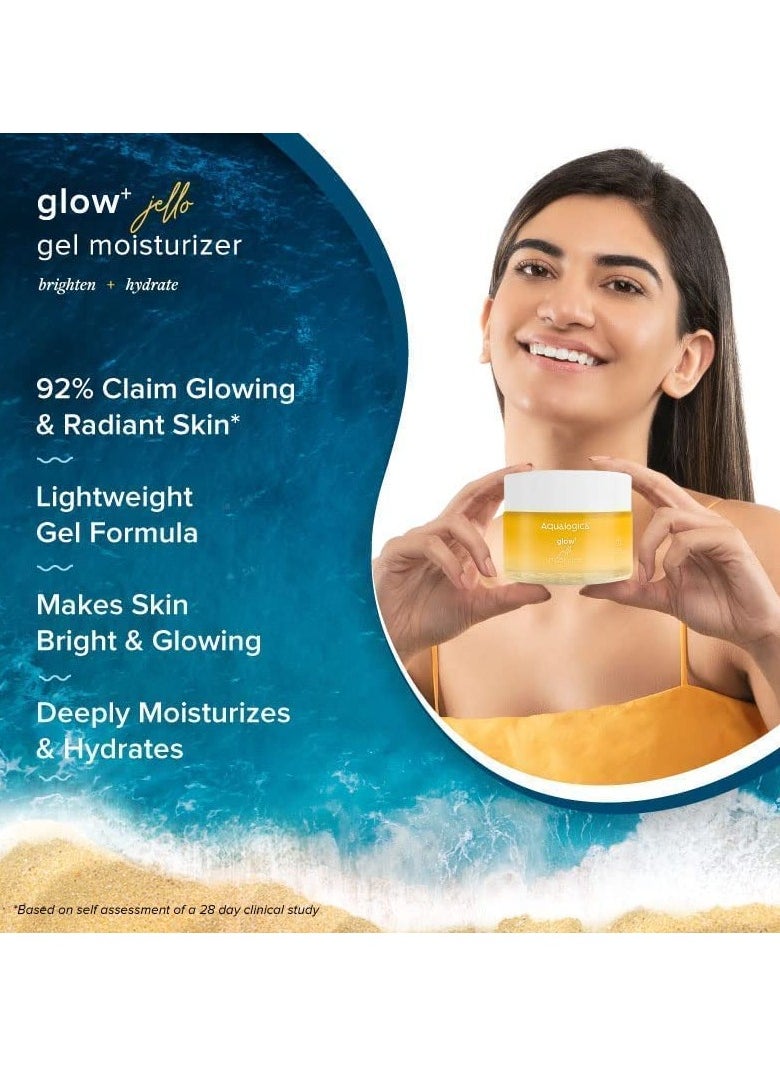 Glow+ Jello Face Moisturiser | Oil-Free Gel-Based Formula | Infused with Vitamin C & Papaya for Illuminating Moisturization | Gives Hydrated & Nourished Skin | 1.76 Oz/50g