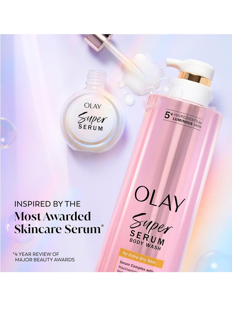 Olay Super Cream with Sunscreen SPF 30 (1.7 oz) + Body Wash for Extra Dry Skin (18.5 oz) - 24hr Long Lasting Hydration - Vitamin C & E, Hyaluronic Acid, Niacinamide - Smooth, Brighten, Firm