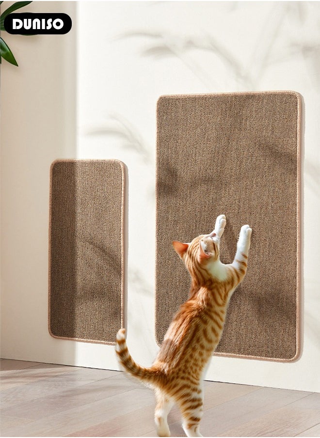 Cat Scratcher Mat,Wall Mounted Natural Sisal Cat Scratch Pad,Vertical Cat Scratching Board with Velcro Tapes,Self-Adhesive Cat Scratching Mat,Protect Wall, Couch, Carpet, Furniture