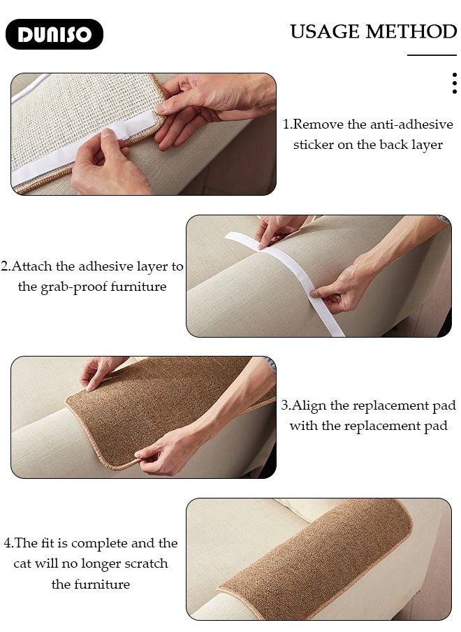 Cat Scratcher Mat,Wall Mounted Natural Sisal Cat Scratch Pad,Vertical Cat Scratching Board with Velcro Tapes,Self-Adhesive Cat Scratching Mat,Protect Wall, Couch, Carpet, Furniture