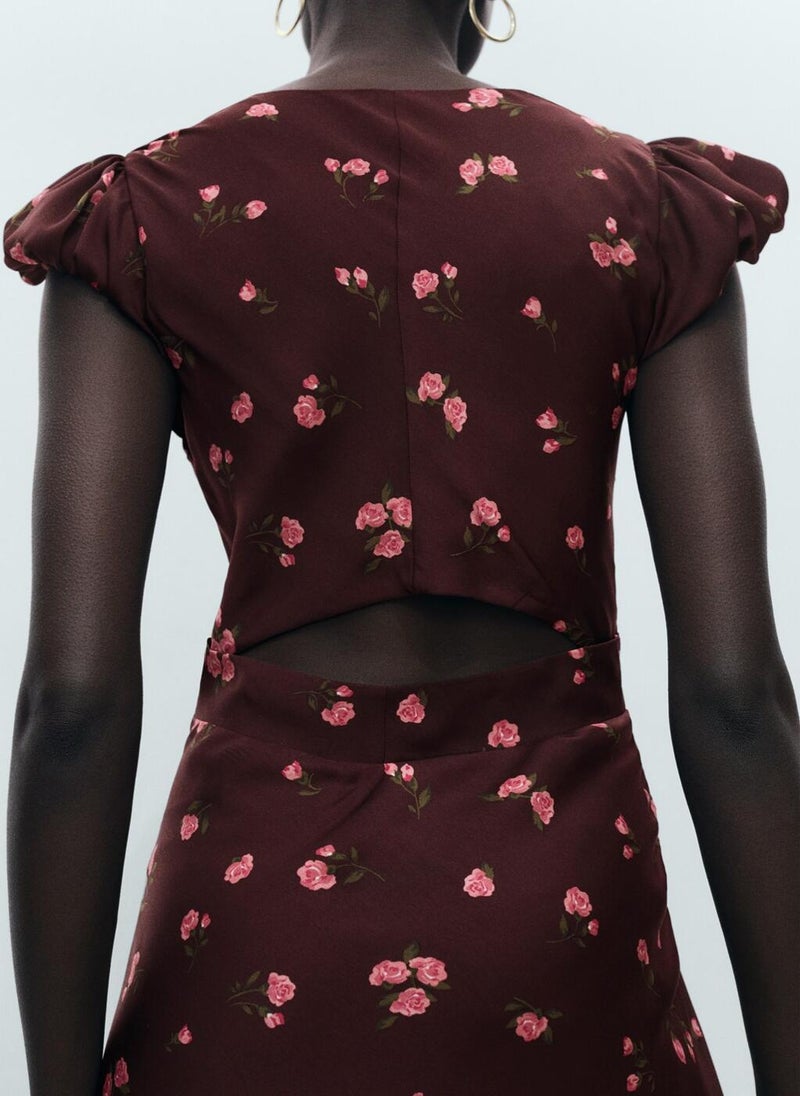 Short-Sleeved Floral Midi Dress