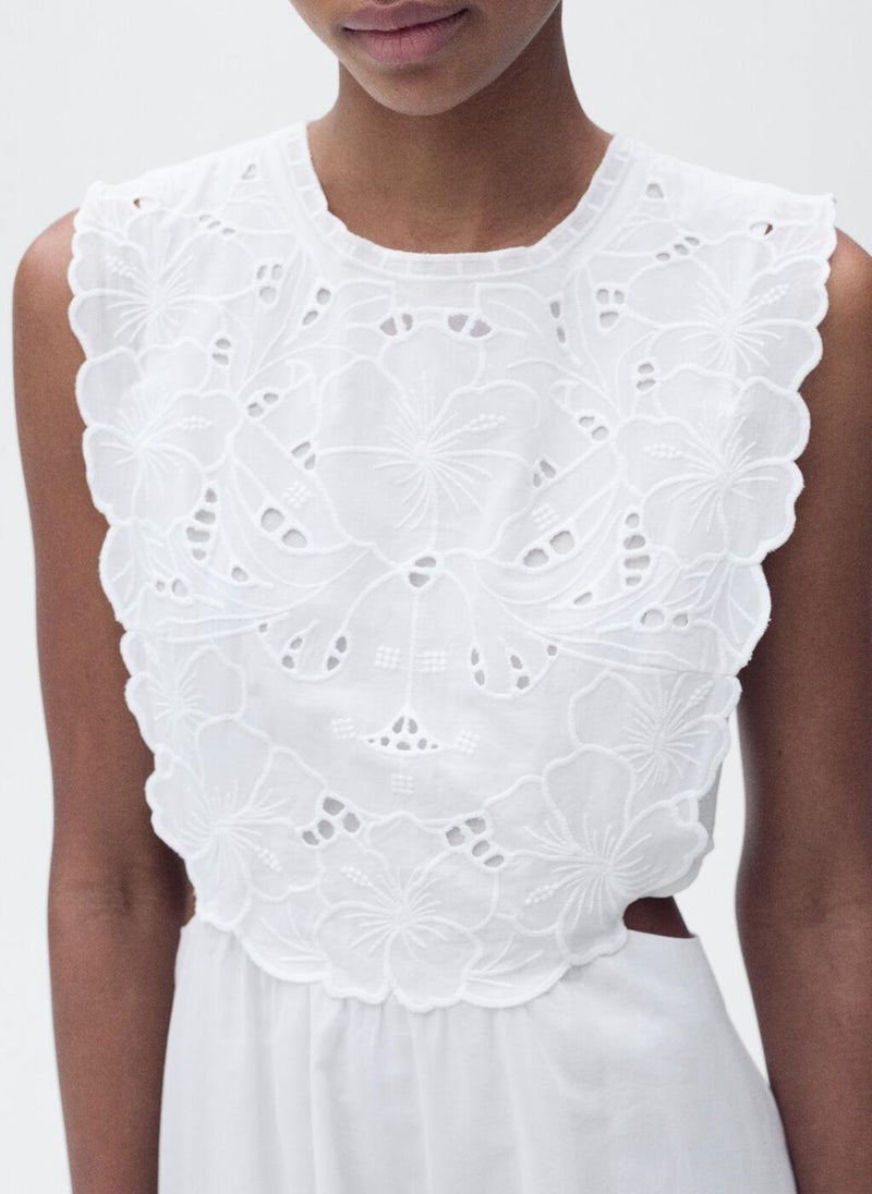 Embroidered With Side Slits Dress