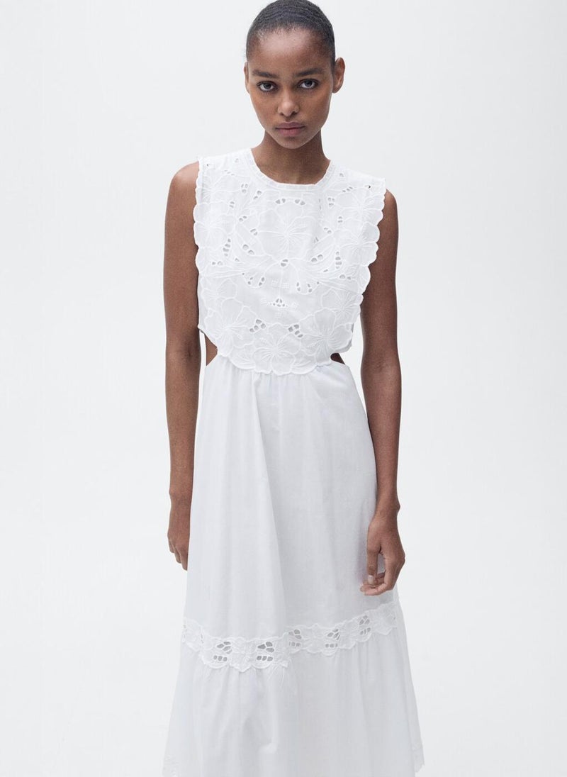 Embroidered With Side Slits Dress