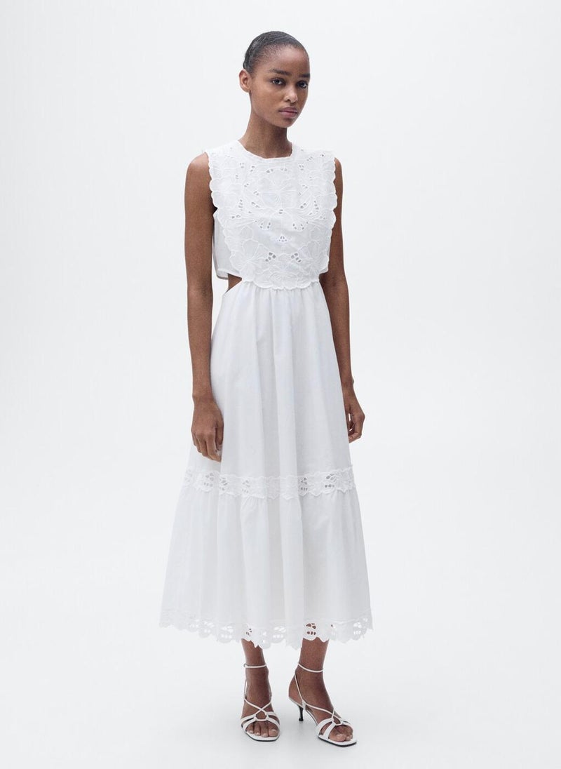 Embroidered With Side Slits Dress