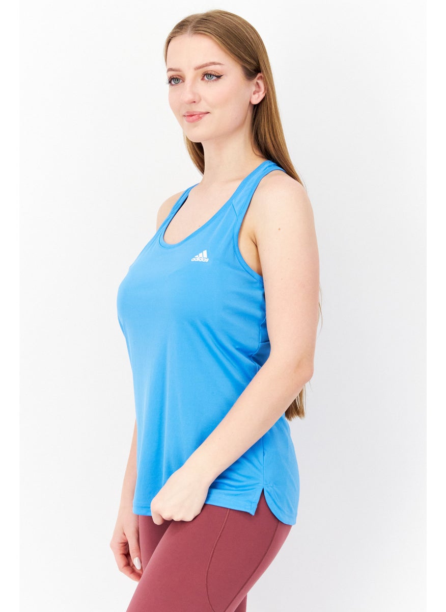 Women Sportswear Fit Sleeveless Training Top, Sky Blue