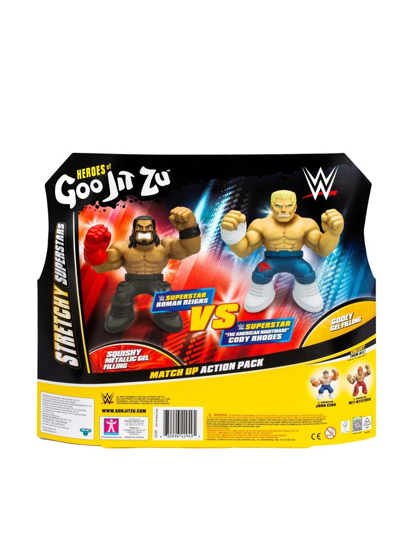 HEROES OF GOO JIT ZU WWE MATCH UP ACTION PK ROMAN REIGNS VS CODY RHODES EXCLUSIVE