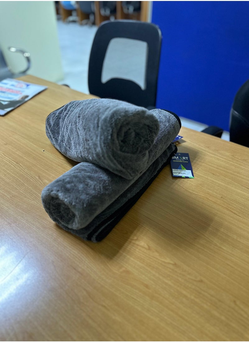 Twisted Loop Microfiber Drying Towel - 60x80cm, Grey, 1000GSM