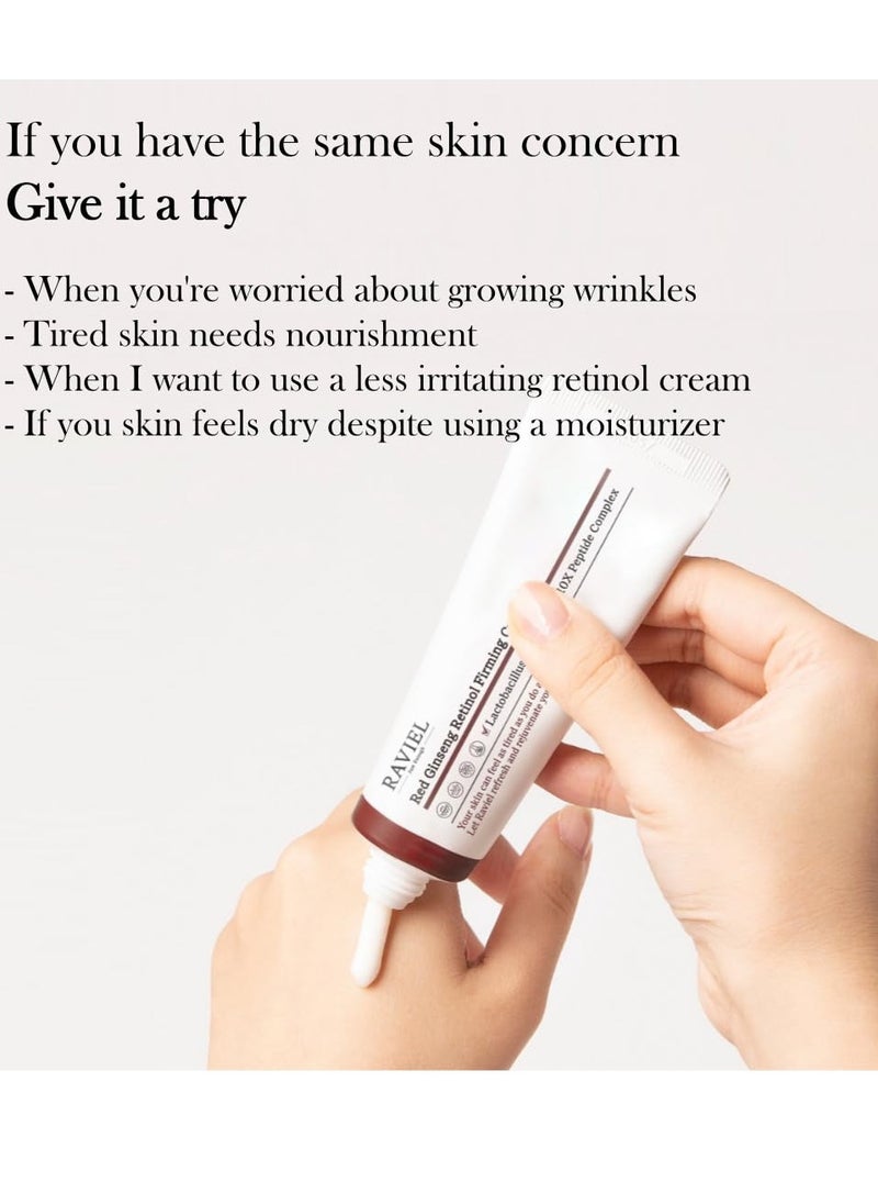 RAVIEL Red Ginseng Retinol Cream (0.002%) | Anti-Wrinkle Moisturizer with 10X Peptide Complex | Boosts Elasticity, Strengthens Skin Barrier, Reduces Irritation, Enhances Skin Vitality (1.7 fl oz)