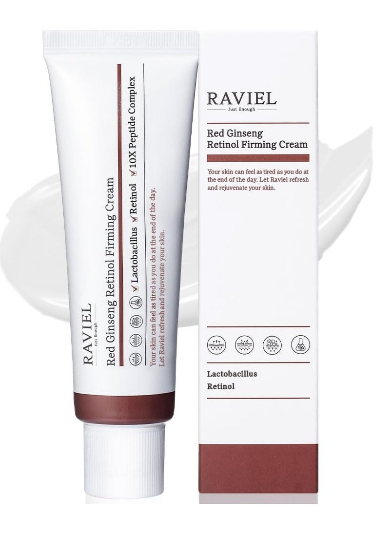 RAVIEL Red Ginseng Retinol Cream (0.002%) | Anti-Wrinkle Moisturizer with 10X Peptide Complex | Boosts Elasticity, Strengthens Skin Barrier, Reduces Irritation, Enhances Skin Vitality (1.7 fl oz)