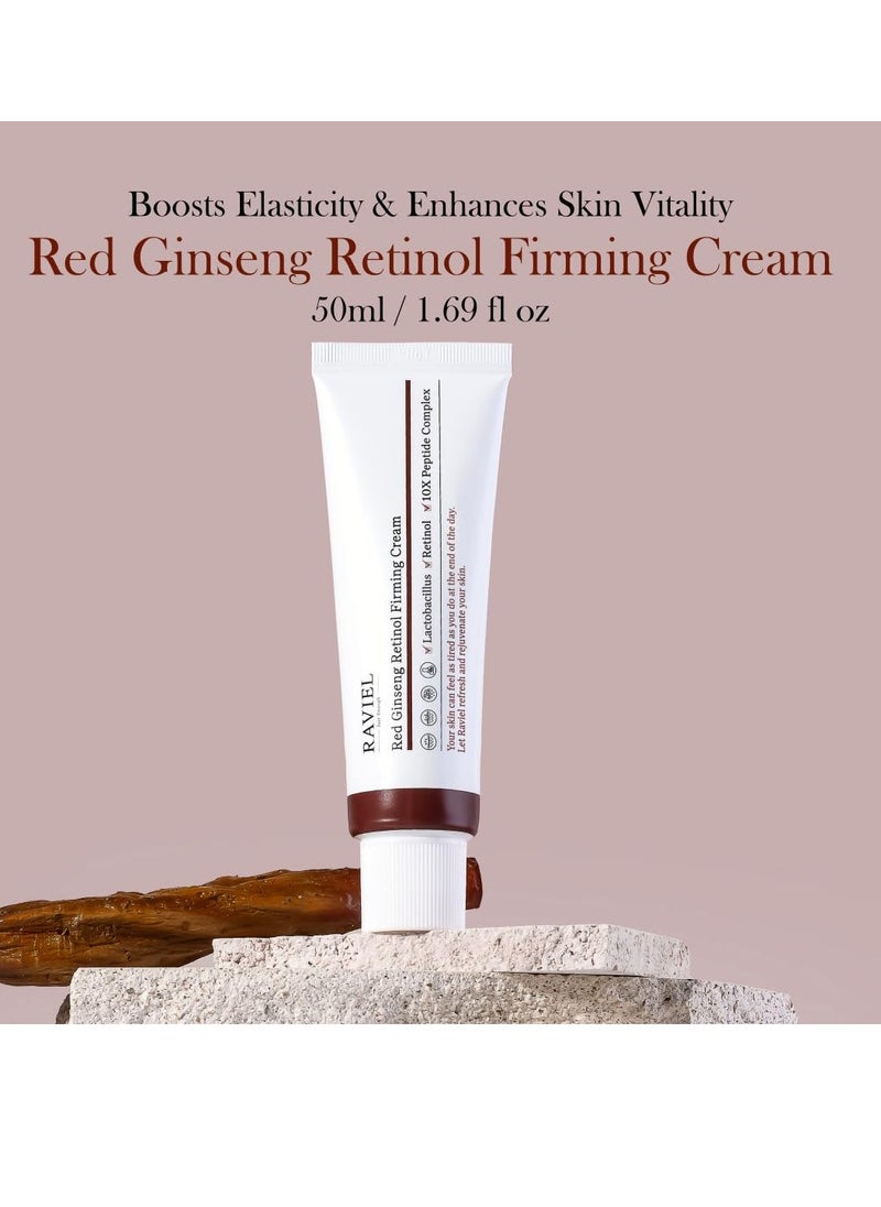 RAVIEL Red Ginseng Retinol Cream (0.002%) | Anti-Wrinkle Moisturizer with 10X Peptide Complex | Boosts Elasticity, Strengthens Skin Barrier, Reduces Irritation, Enhances Skin Vitality (1.7 fl oz)