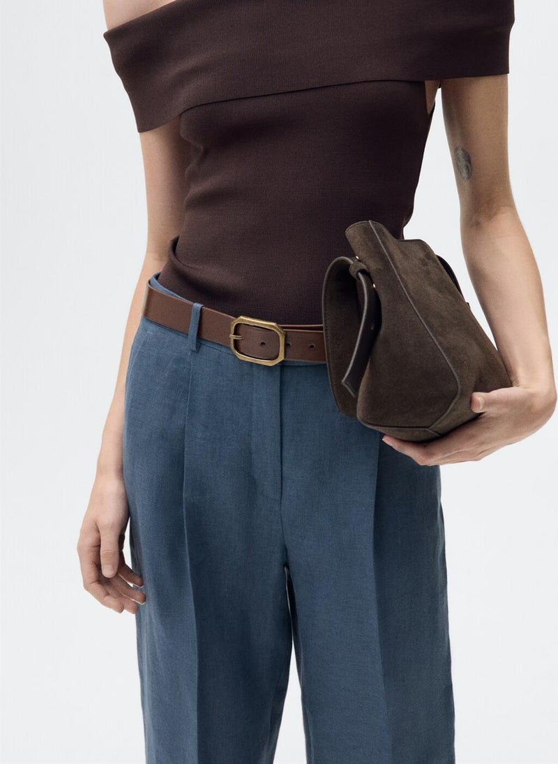 Straight Linen Dart Detail Pants