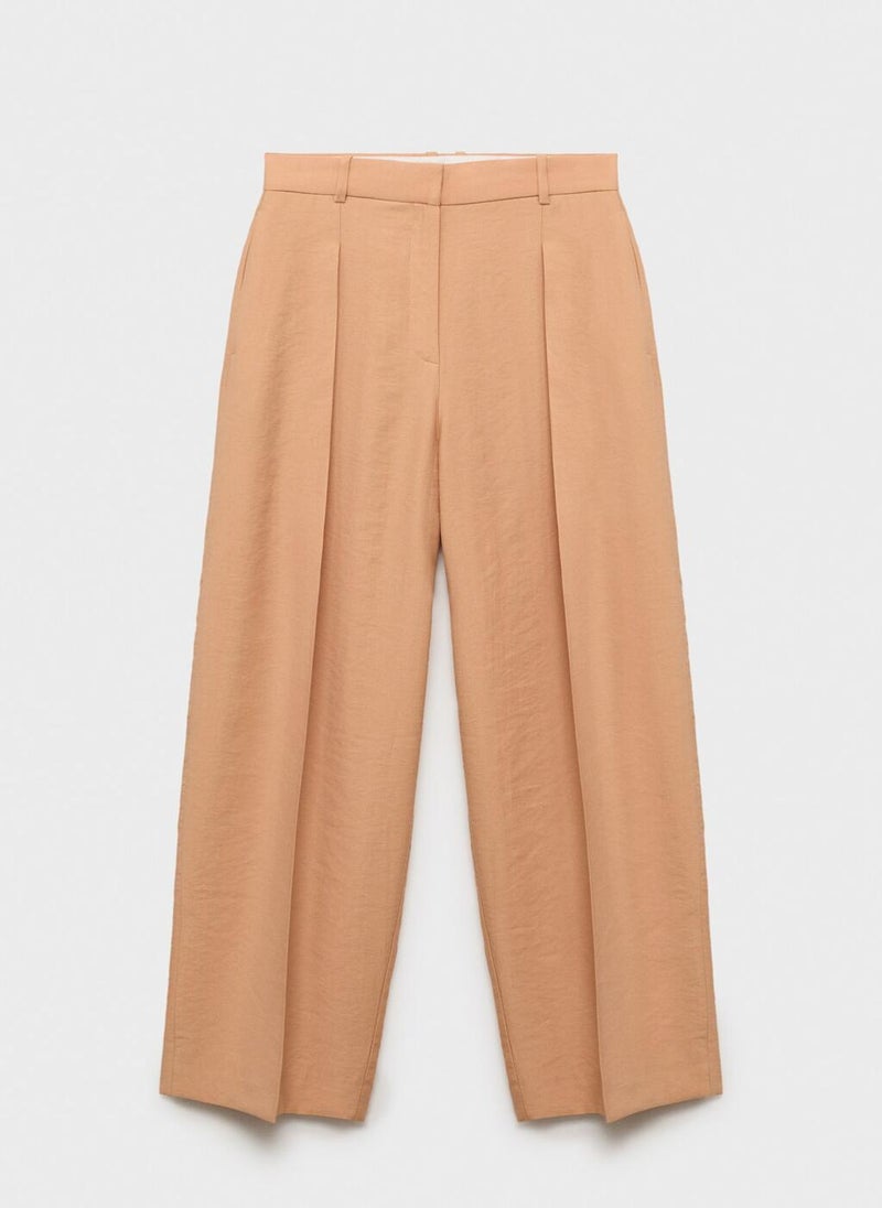 Straight Lyocell Pleats Pants
