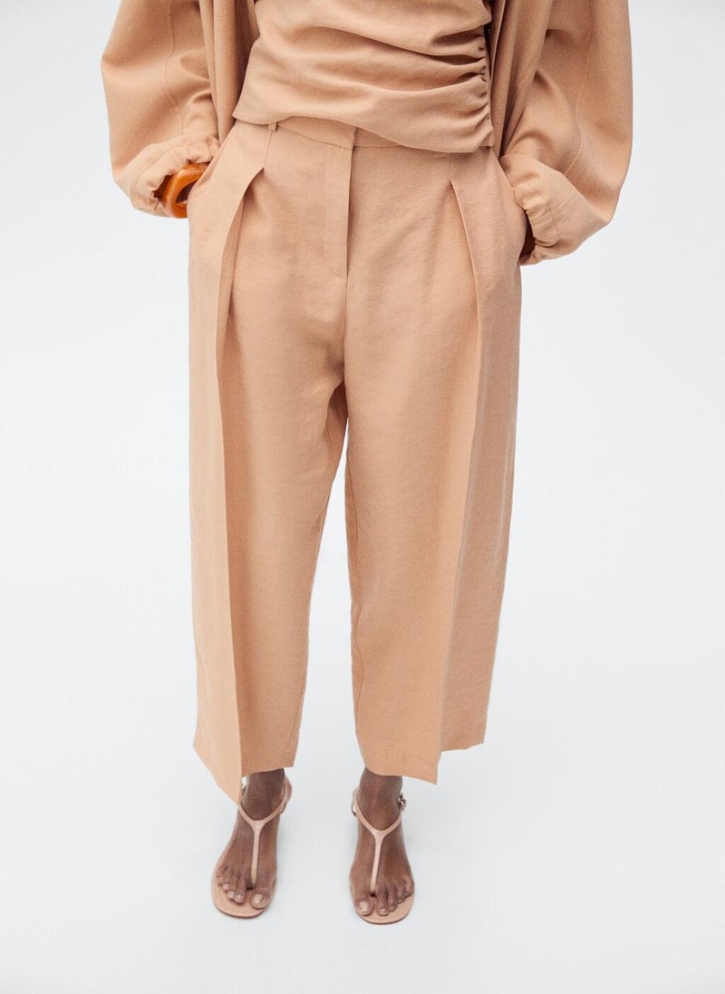 Straight Lyocell Pleats Pants