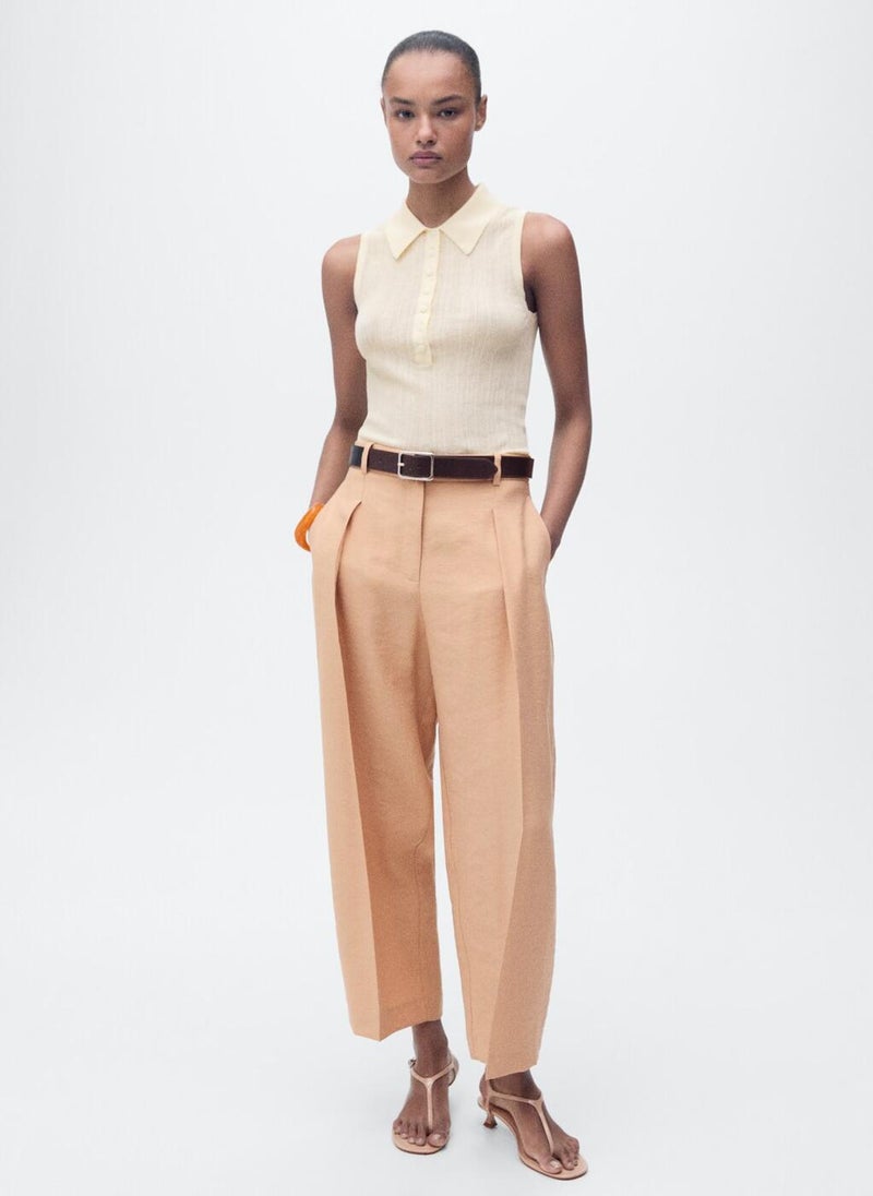 Straight Lyocell Pleats Pants