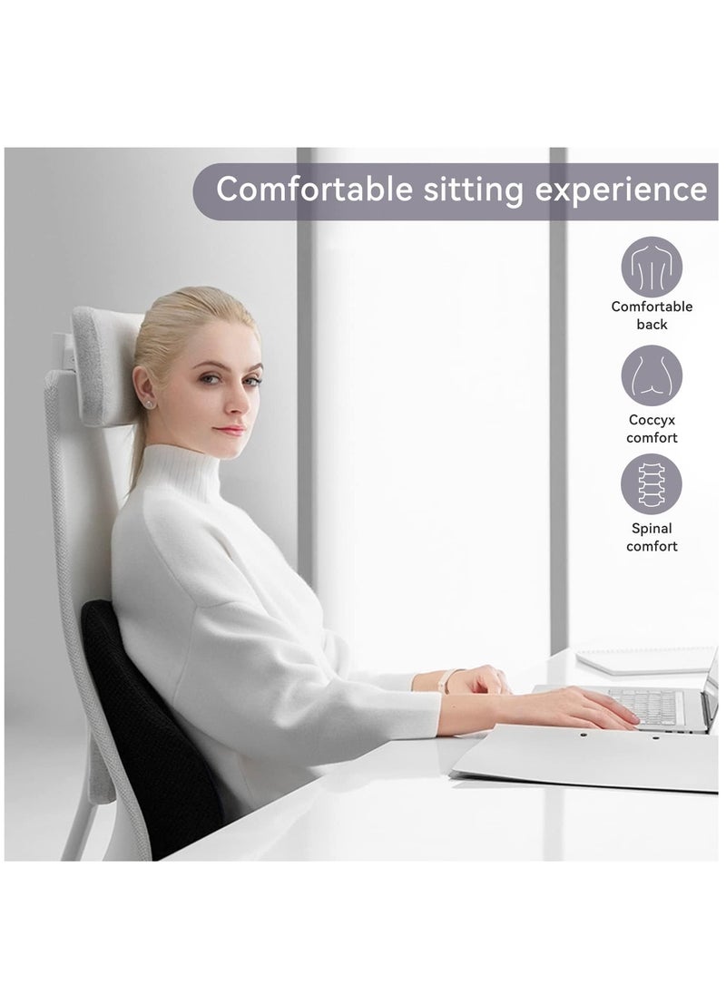 2 Pack Advanced Portable Ergonomic Seat Cushion and Lumbar Support Pillow Set with Extra Large Memory Foam Back Support Pillow Cushion for Car Office Computer Chair Wheelchair
