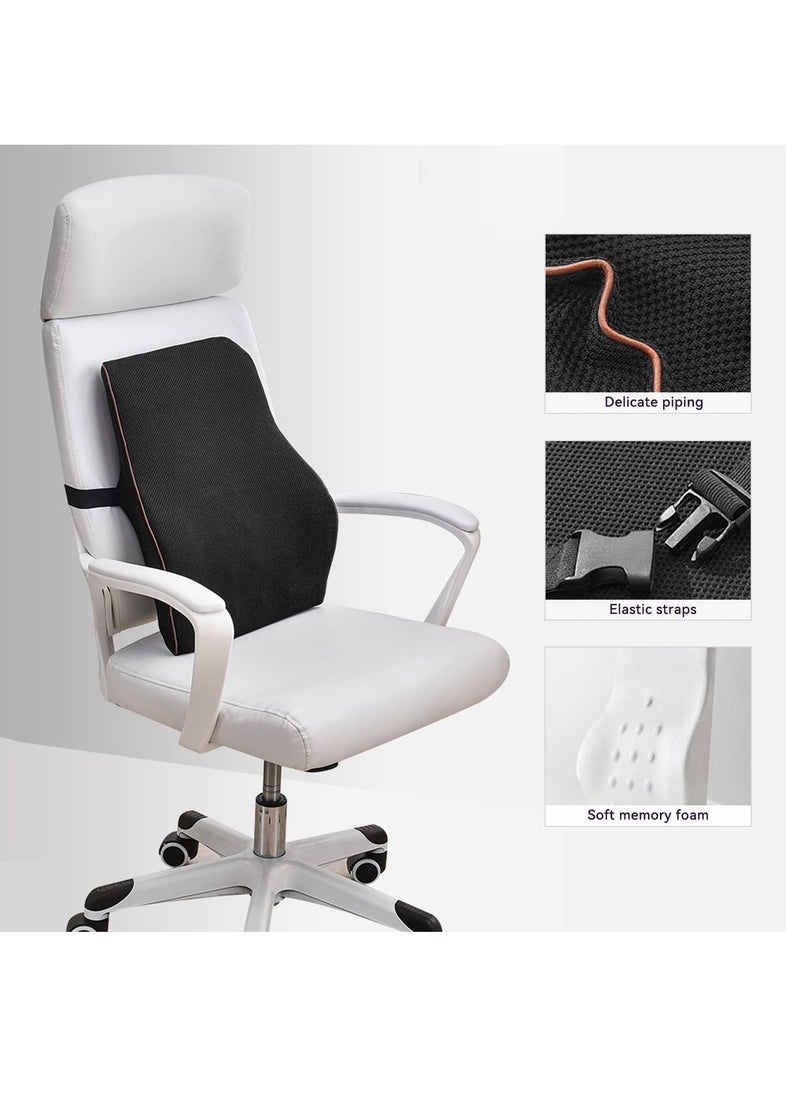 2 Pack Advanced Portable Ergonomic Seat Cushion and Lumbar Support Pillow Set with Extra Large Memory Foam Back Support Pillow Cushion for Car Office Computer Chair Wheelchair