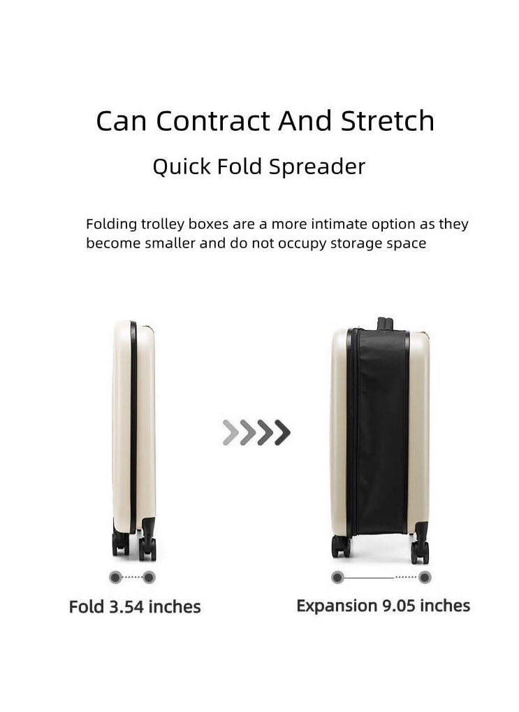 1-Piece Portable Foldable Suitcase Rugged and Durable Travel Luggage with Password Lock Travel Business Light Trolley Case,20 In